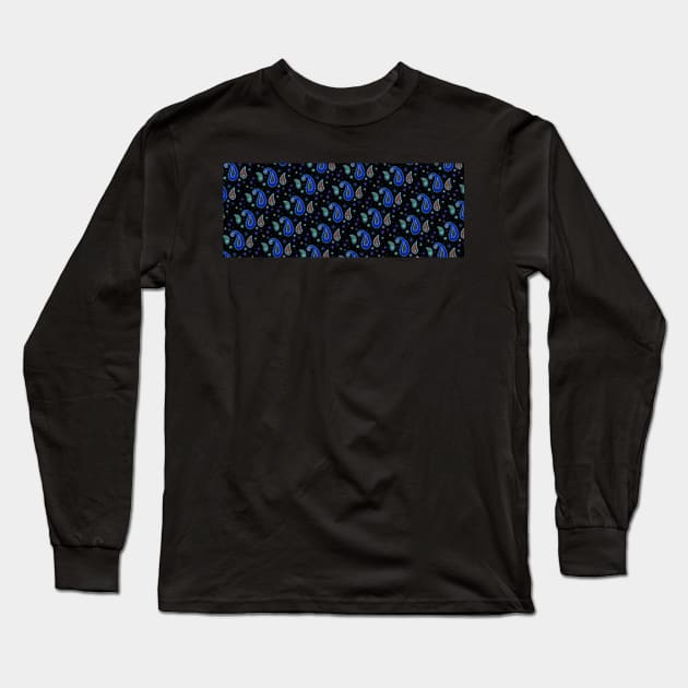 Black cashmere pattern - version2 Long Sleeve T-Shirt by Zamen